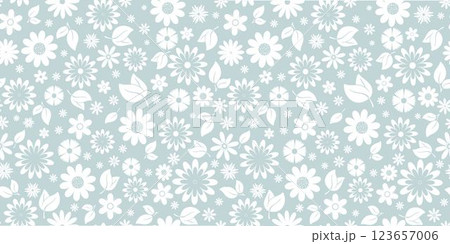 Delicate pastel seamless pattern white silhouette flowers 123657006