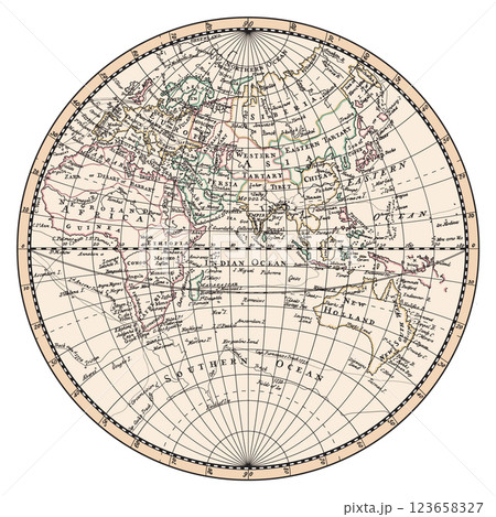 Old map of the eastern hemisphere of planet Earth Old map of the eastern hemisphere of planet Earth 123658327
