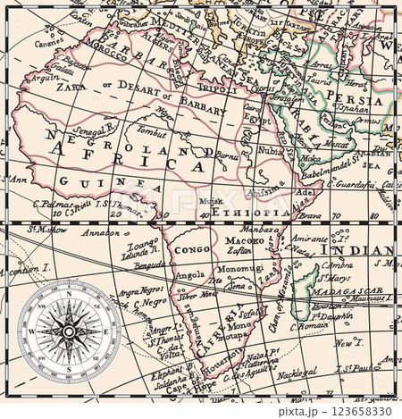 Old map of the Africa continent Old map of the Africa continent 123658330