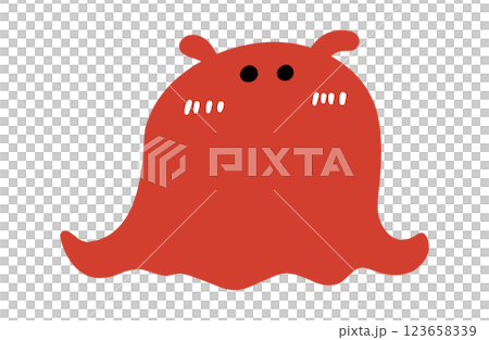 A cute and simple illustration of a bashful octopus 123658339