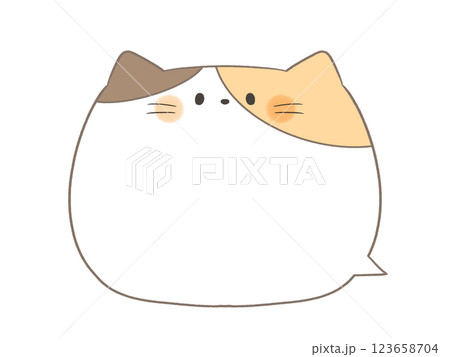 かわいい三毛猫の吹き出し 123658704