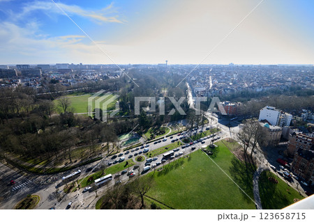 Aerial view on the north of Brussels by clear blue sky Aerial view on the north of Brussels by clear blue sky 123658715