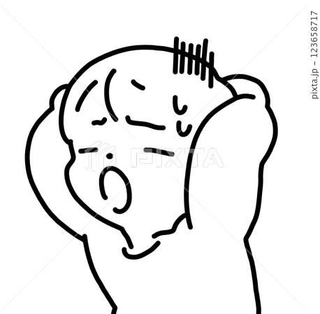 頭を抱える人のシンプルなイラスト 123658717