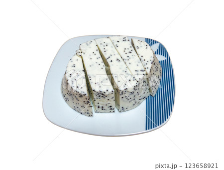 Sweet cheese jelly with poppy seeds, milk Lithuanian dessert Sweet cheese jelly with poppy seeds, milk Lithuanian dessert 123658921