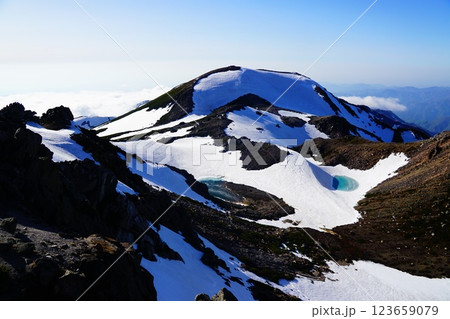 加賀白山 御前峰から見る大汝峰 加賀白山 御前峰から見る大汝峰 123659079