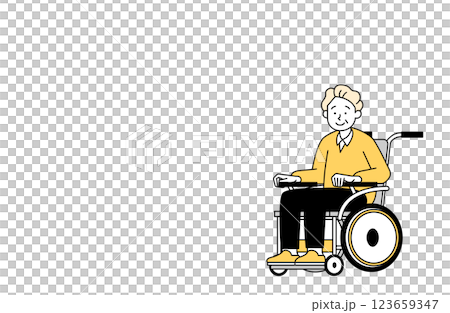 車椅子に乗ったおじいさんのベクターイラスト シンプル コピースペース 123659347