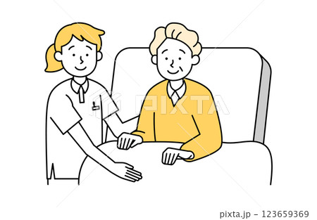 介護される高齢男性のベクターイラスト 介護される高齢男性のベクターイラスト 123659369
