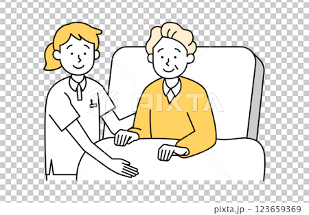 介護される高齢男性のベクターイラスト 介護される高齢男性のベクターイラスト 123659369
