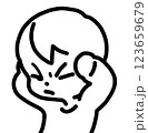 頭をおさえて目をつむる人のイラスト 123659679