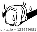 絶望感でうなだれる人のシンプルなイラスト 123659681