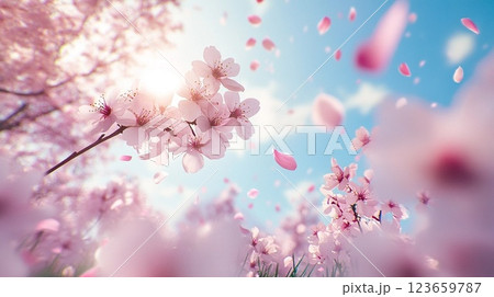 美しく咲いた満開の桜 美しく咲いた満開の桜 123659787