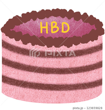 Cake with nice decorations and cream 123659828