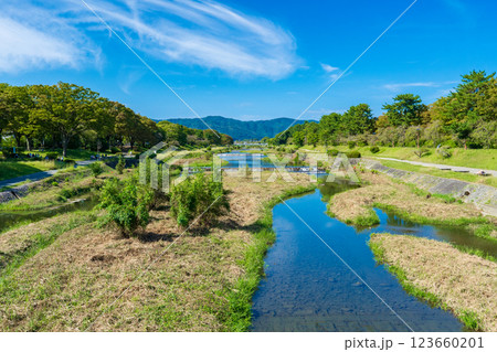 京都市 賀茂川の上流を望む 京都市 賀茂川の上流を望む 123660201
