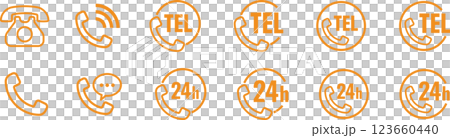 電話受話器・フリーダイヤル・24時間のアイコン2黃 電話受話器・フリーダイヤル・24時間のアイコン2黃 123660440