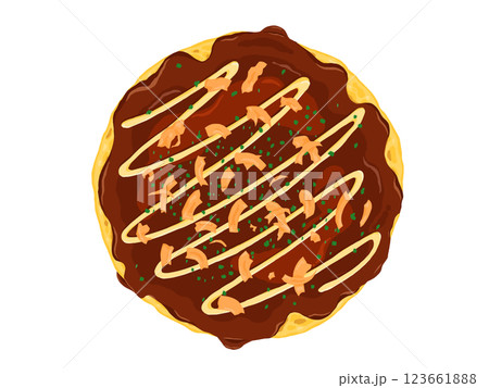 上から見たお好み焼きのイラスト 123661888