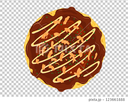 上から見たお好み焼きのイラスト 123661888