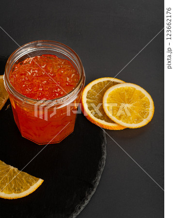 Orange Jam, Apricot Marmalade, Fruit Jelly Fruity Confiture, Yellow Red Syrup, Mango Sauce 123662176