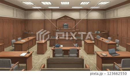 裁判所の法廷内部イラスト 123662550