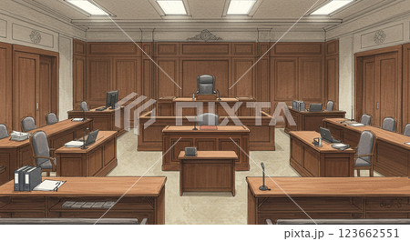 裁判所の法廷内部イラストのイラスト素材 [123662551] - PIXTA