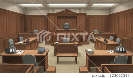 裁判所の法廷内部イラストのイラスト素材 [123662552] - PIXTA