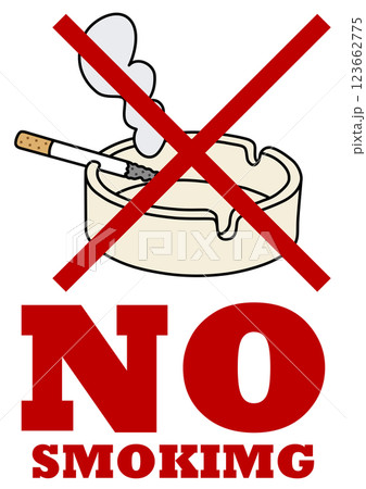 貼り紙看板イラストー禁煙No Smokingー 123662775