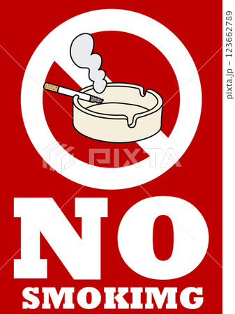 貼り紙看板イラストー禁煙No Smokingー 123662789