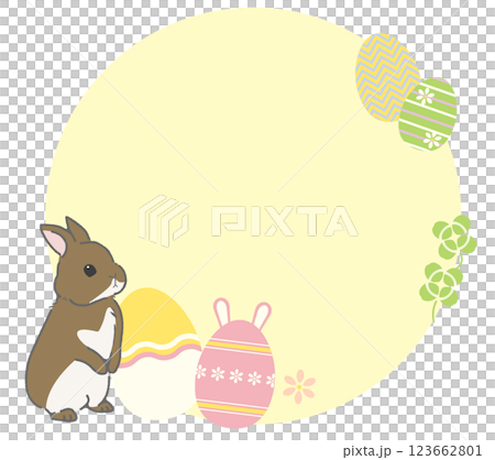 Easter rabbit and egg round frame 123662801
