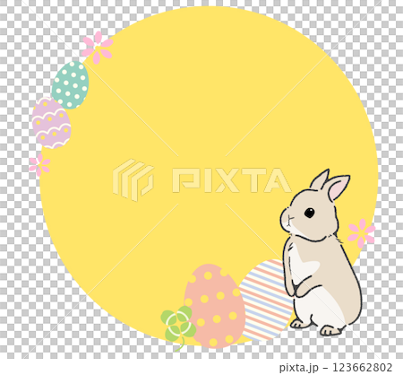 Easter rabbit and egg round frame 123662802