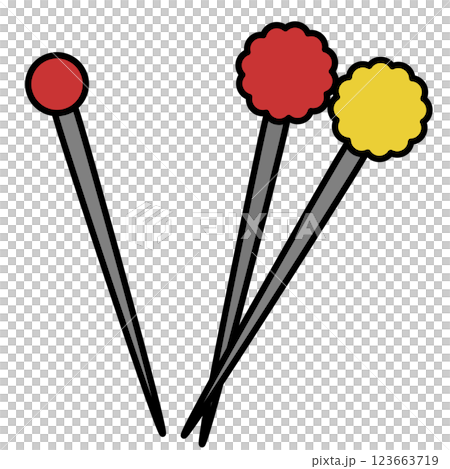 Illustration of three sewing pins 123663719