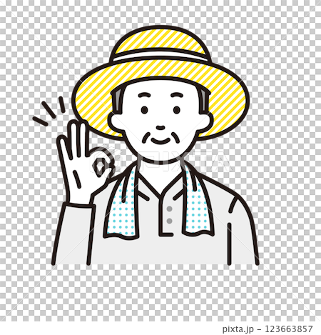 OKサインを出す農家 OKサインを出す農家 123663857