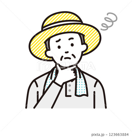 悩む農家 悩む農家 123663884