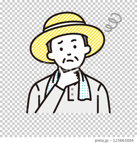 悩む農家 悩む農家 123663884