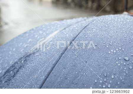 水滴をはじく雨傘の表面 123663902