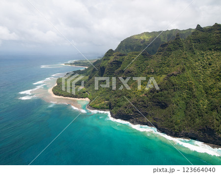 Aerial View of Na Pali Coast in Kauai Hawaii Aerial View of Na Pali Coast in Kauai Hawaii 123664040