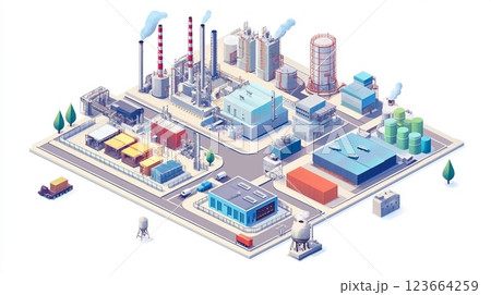 ビル街やビルが立ち並ぶ未来都市のイラスト ビル街やビルが立ち並ぶ未来都市のイラスト 123664259