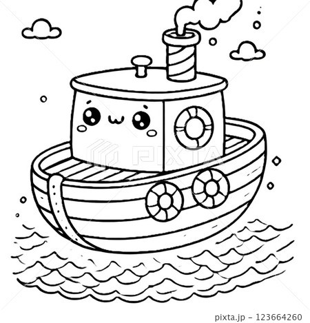 可愛い船のイラスト 可愛い船のイラスト 123664260