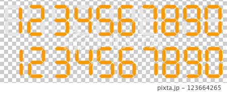 7セグ　デジタル数字　オレンジ 123664265