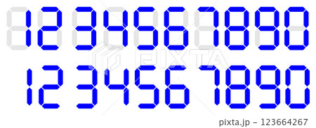 7セグ デジタル数字 ブルー 7セグ デジタル数字 ブルー 123664267