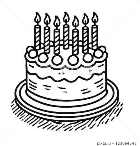誕生日ケーキのイラスト 123664545