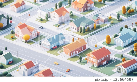 春の小さな街の風景イラスト 123664597