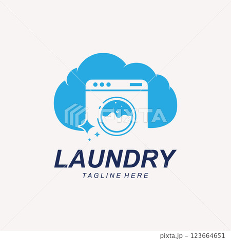 Minimalist Laundry Logo Abstract Design 123664651