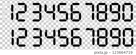 7-segment digital numbers, black 7-segment digital numbers, black 123664719