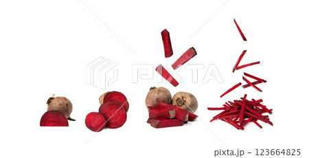 Falling Beetroot Slice Isolated, Flying Red Beets Pieces, Beet Root Sticks, Cuts, Sliced Beetroot Falling Beetroot Slice Isolated, Flying Red Beets Pieces, Beet Root Sticks, Cuts, Sliced Beetroot 123664825