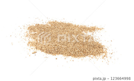 Milk thistle seeds powder, crushed silybum marianum grains pile, milled dry blessed milkthistle 123664998