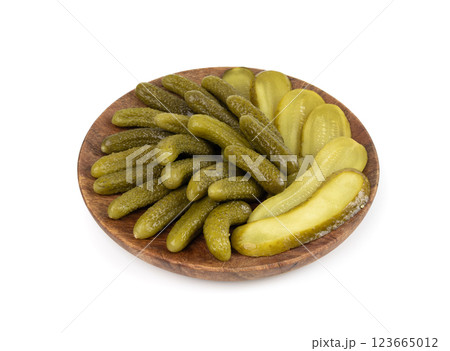 Pickled sliced cucumbers, fermented food, marinated canned vegetables, gherkins, pickles Pickled sliced cucumbers, fermented food, marinated canned vegetables, gherkins, pickles 123665012