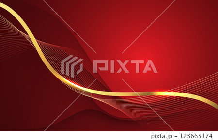 Abstract gold line ribbon curve overlap on red fabric wave design modern luxury elegant background vector Abstract gold line ribbon curve overlap on red fabric wave design modern luxury elegant background vector 123665174