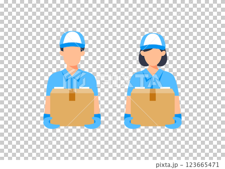 荷物を運ぶ配達員のアイコン 123665471