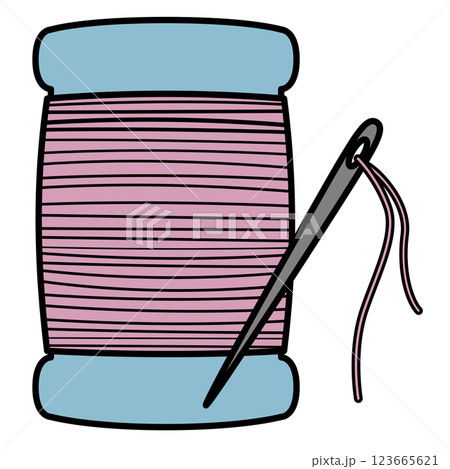 手芸で使う針と糸のイラスト 123665621