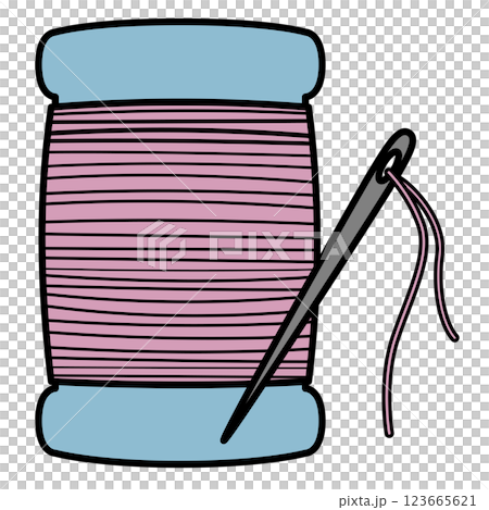 手芸で使う針と糸のイラスト 123665621