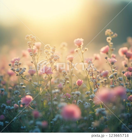 Nature Pastel Symphony Illuminated by Morning Light 123665718